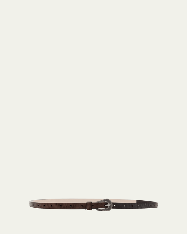 Glossed Skinny Leather Belt